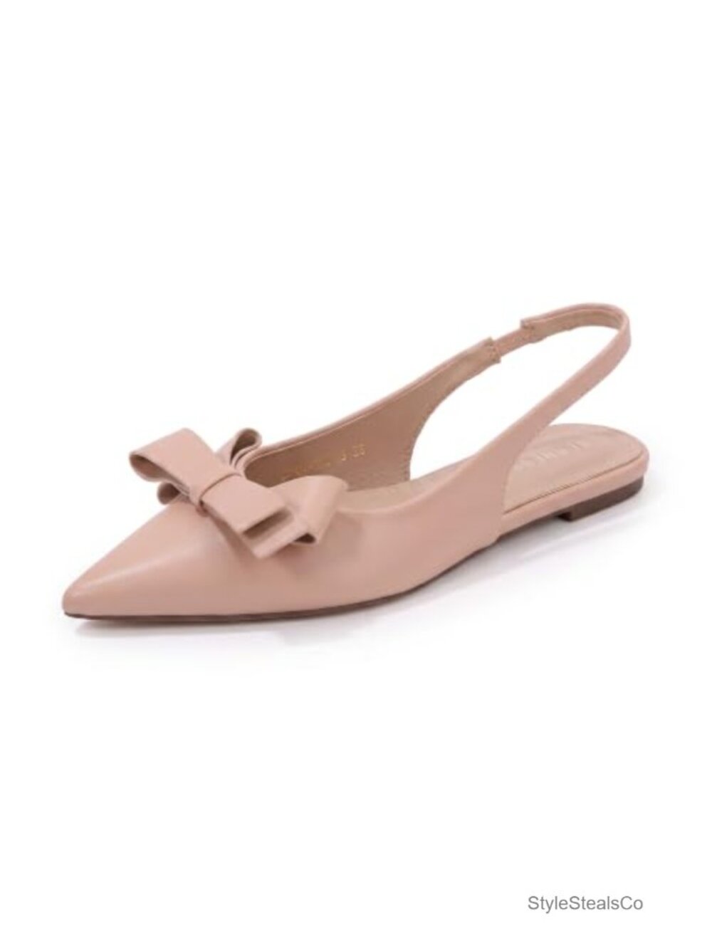 Women's Slingback Flats Pointed Toe Bow Detail Low Heel